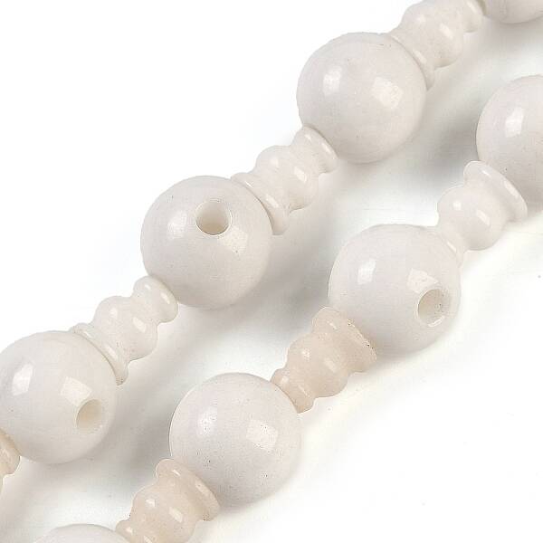 Natural White Jade 3-Hole Guru Beads Strands