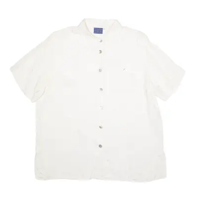 BIAGGINI Shirt White Silk Floral Short Sleeve Womens XL