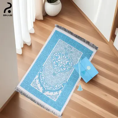 RIMAIRE Muslim Prayer Rug and Prayer Beads with Elegant Design Gift Bag Prayer Back Soft Islamic Gifts Set Carpet Mats Luxury...