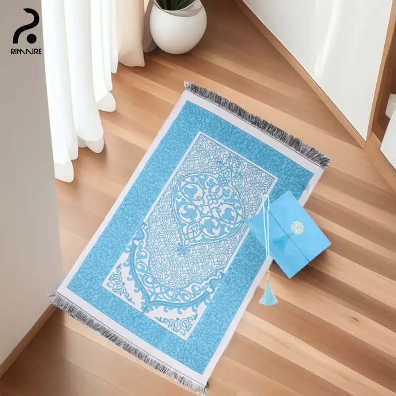 RIMAIRE Muslim Prayer Rug and Prayer Beads with Elegant Design Gift Bag Prayer Back Soft Islamic Gifts Set Carpet Mats Luxury...