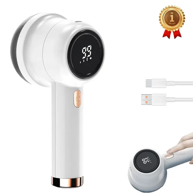 Rechargeable Fabric Shaver with Stainless Stell 6-Leaf Blade, Lint Remover with 3- Speed and LED Display, Lint and Sweater Sh...