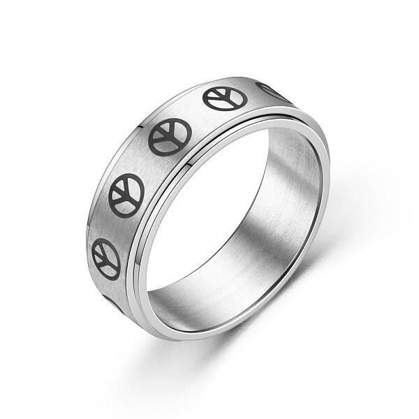 Peace Sign Stainless Steel Rotating Finger Ring