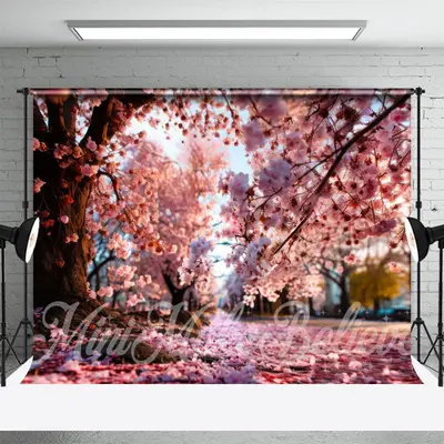 Blossom Sakura Tree Park Pink Flower Spring Backdrop - Aperturee