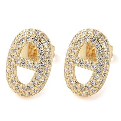 Rack Plating Brass Micro Pave Cubic Zirconia Stud Earrings