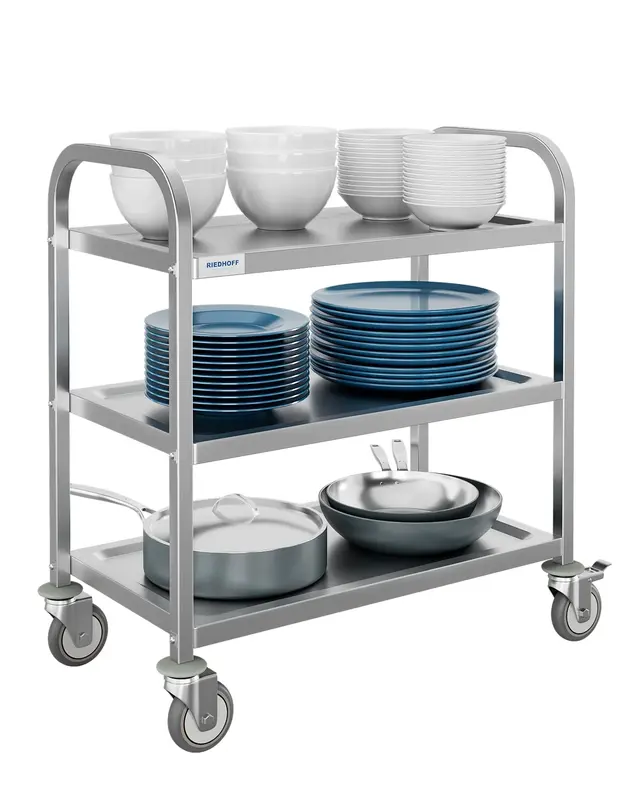 Garvee 29.4 L x 15.7 W [430 Stainless Steel][Heavy Duty] Utility Cart, 3 Shelves Service Carts with Wheels for Kitchen Ho...