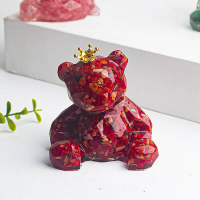Natural Agate Crown Bear Display Decorations
