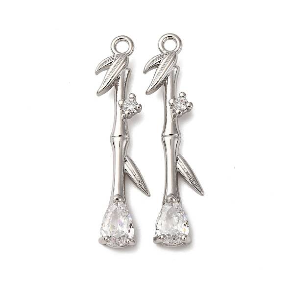 Brass Micro Pave Clear Cubic Zirconia Pendants