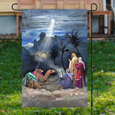 Holy Light Camel Person Paint Christmas Garden Flag - Aperturee