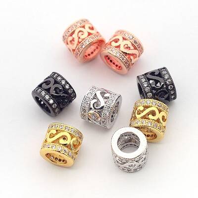 New Items Brass Micro Pave Cubic Zirconia Column Spacer Beads