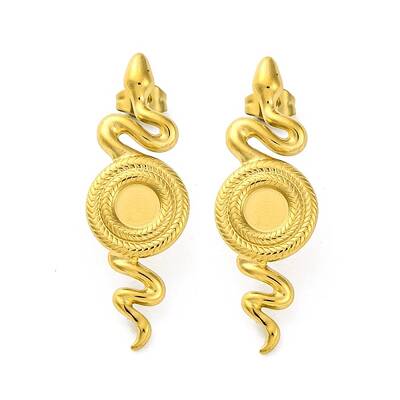 Ion Plating(IP) 304 Stainless Steel Snake Stud Earrings