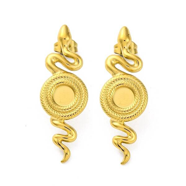 Ion Plating(IP) 304 Stainless Steel Snake Stud Earrings