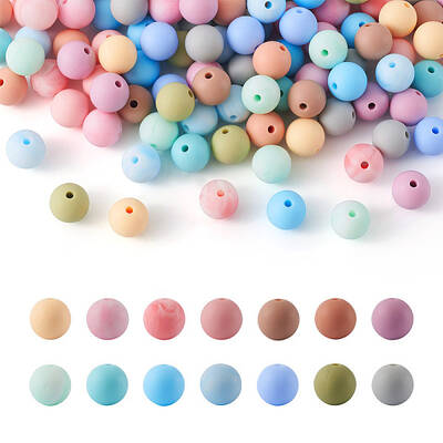 140Pcs 14 Colors Food Grade Eco-Friendly Silicone Beads