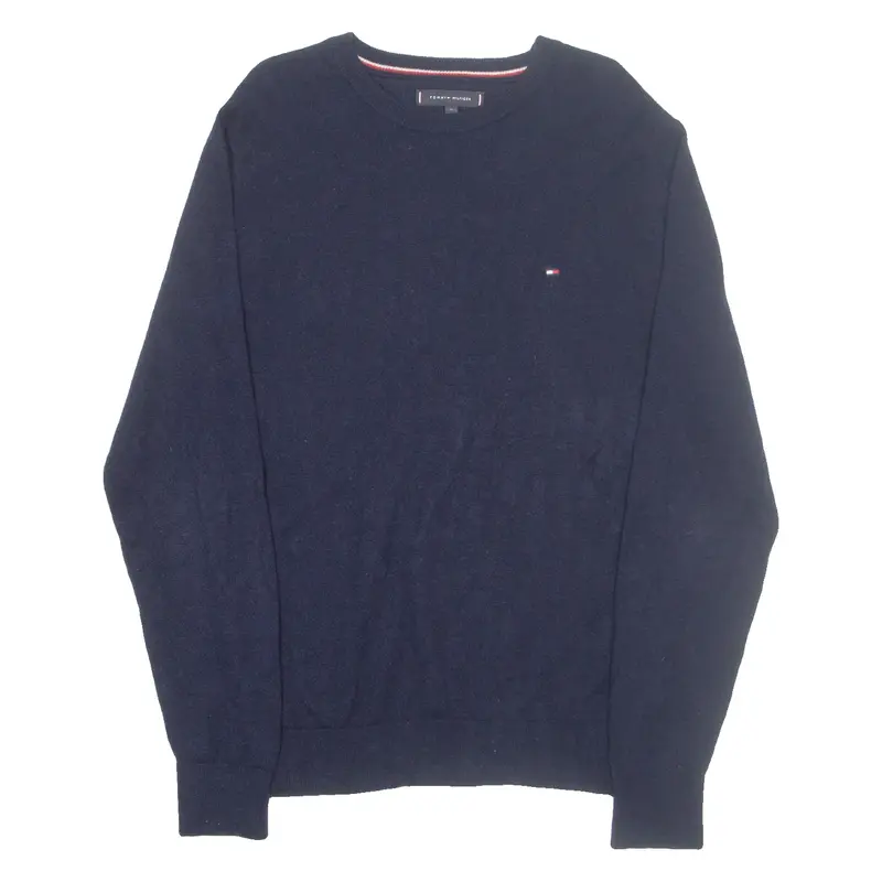 TOMMY HILFIGER Mens Jumper Blue Tight Knit Wool M
