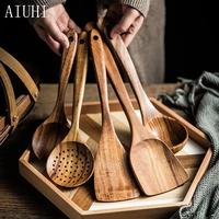 Wooden Utensils Set, 5/7/11pcs Non-stick Cooking Utensils, Kitchen Utensils Set for Home Use, Kitchen Gadgets, Household Item...