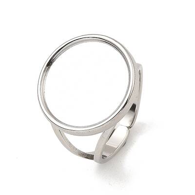Non-Tarnish 304 Stainless Steel Open Cuff Pad Ring Settings