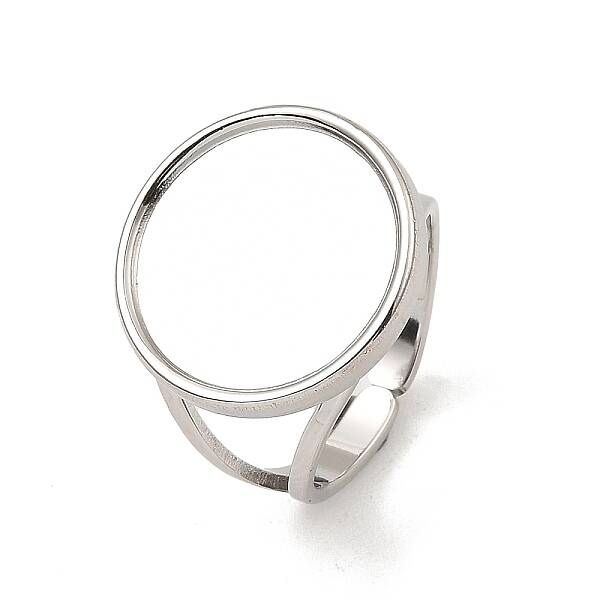 Non-Tarnish 304 Stainless Steel Open Cuff Pad Ring Settings