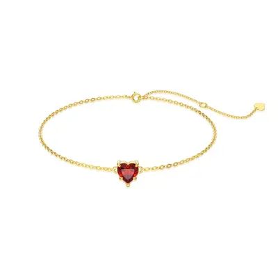 14K Gold Cubic Zirconia Personalized Birthstone & Heart Charm Bracelet