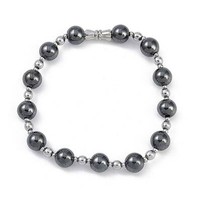Synthetic Non-magnetic Hematite Beaded Stretch Bracelets for Women Men