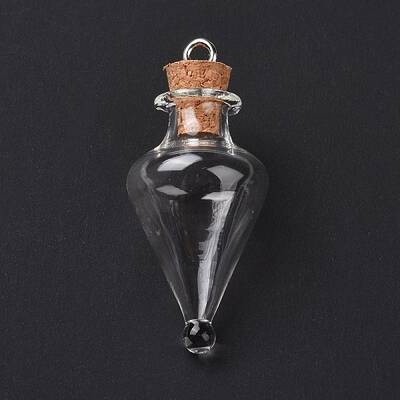 Teardrop Glass Cork Bottle Pendants