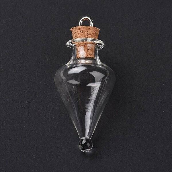 Teardrop Glass Cork Bottle Pendants