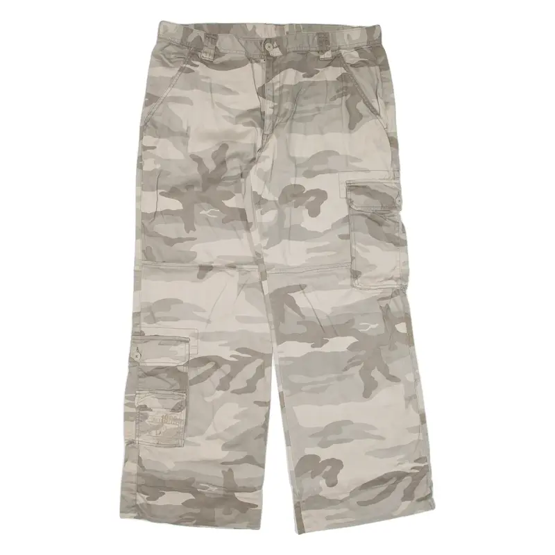 AUTHENTIC STYLE Cargo Camo Womens Trousers Green Regular Wide-Leg W37 L30