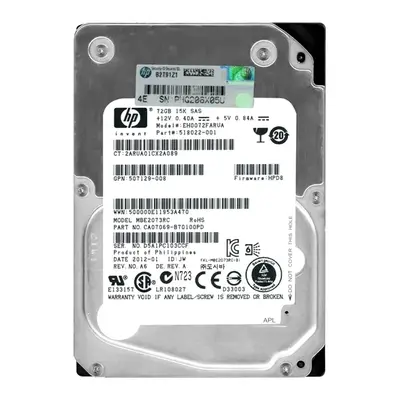 518022-001-SC HP 73GB 15000RPM SAS 6Gb/s 2.5-Inch 16MB Cache Hot Swap Hard Drive