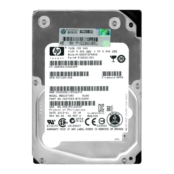 518022-001-SC HP 73GB 15000RPM SAS 6Gb/s 2.5-Inch 16MB Cache Hot Swap Hard Drive