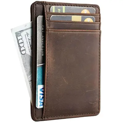 Front Pocket Minimalist Leather Slim Wallet RFID Blocking Men's Women's RFID wallet Medium Size Minimalist RFID wallet Slim l...