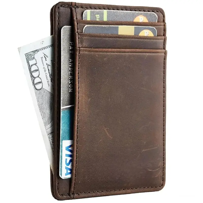 Front Pocket Minimalist Leather Slim Wallet RFID Blocking Men's Women's RFID wallet Medium Size Minimalist RFID wallet Slim l...