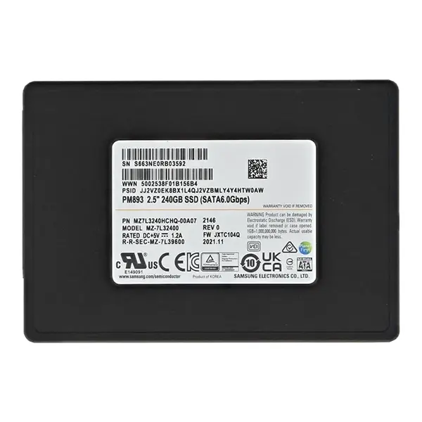 Samsung MZ7L3240HCHQ-00A07 | PM893 Series 240GB 2.5-inch 6GB/s SATA V-NAND TLC Solid State Drive