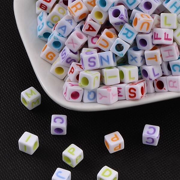Acrylic Horizontal Hole Letter Beads