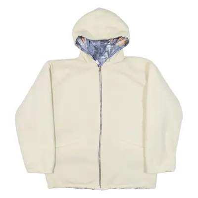 Reversible Womens Fleece Jacket Cream Hooded S