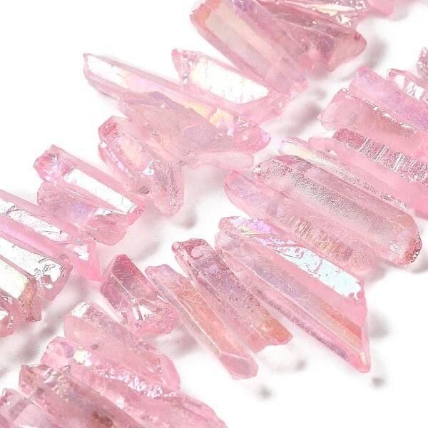 Electroplated Natural Quartz Stick Bead Strands