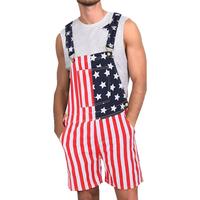 Unisex American Flag Overalls for Summer Streetwear, Soft Stretch Bib Pants for July 4th BBQs, Patriotic Festivals, Casual Tr...
