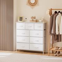 Cupboards Cabinets Dresser - with 9 Drawers, Bedroom  Organizer, Steel Frame and Wood Top for Bedroom, Closet, Entryway