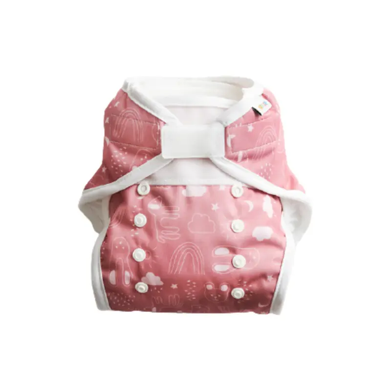 Vimse One Size Diaper Cover + Inserts, Rusty Pink Teddy