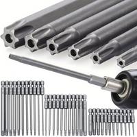 Magnetic Torx Head Screwdriver Bit Set, S2 Steel Long Drill Bits with 1/4 Inch Hex Shank and Security Torx Bits, Tool Accesso...