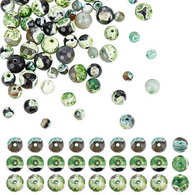 60Pcs 3 Styles Natural Dyed Fire Crackle Agate Beads Sets