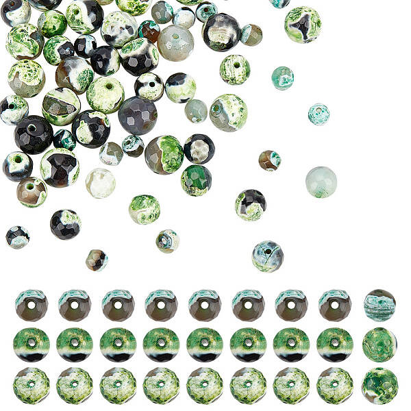 60Pcs 3 Styles Natural Dyed Fire Crackle Agate Beads Sets
