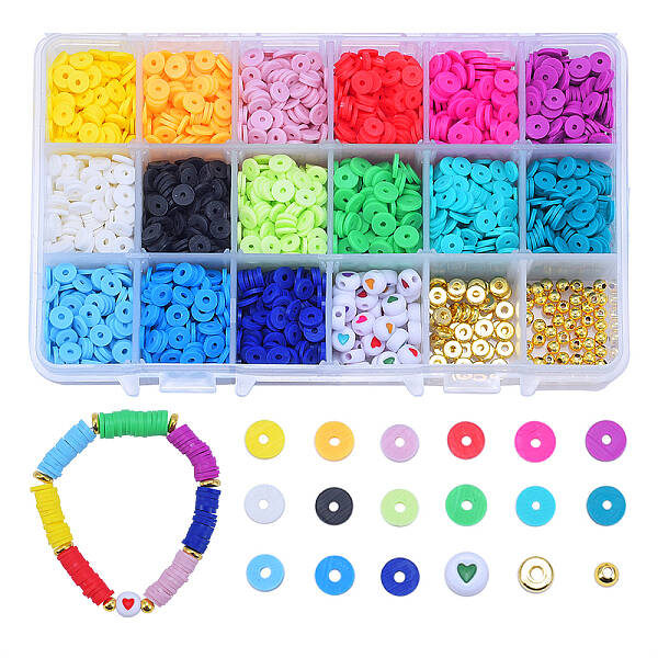 Flat Round Handmade Polymer Clay Beads
