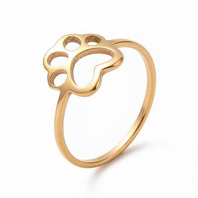 Ion Plating(IP) 201 Stainless Steel Paw Print Finger Ring