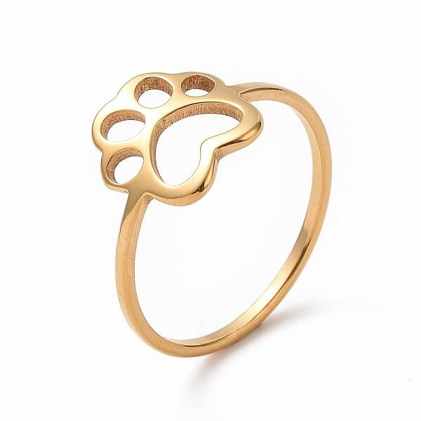 Ion Plating(IP) 201 Stainless Steel Paw Print Finger Ring