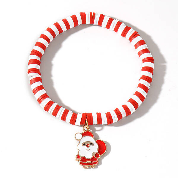 Elegant Christmas Handmade Polymer Clay Heishi Beaded Stretch Bracelets