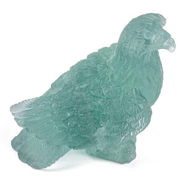 Natural Fluorite Carved Eagle Figurines Statues for Home Office Desktop Feng Shui Ornament