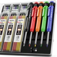 Nicpro 5 Pack Carpenter Pencil with Sharpener, Mechanical Pencils Set with 41 Refills (Red, Black, Yellow, White, Green, Blue...