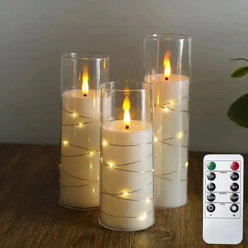 LED Candle-Shaped Light, Battery Powered Candle Light with Remote Control, Decorative Candle Light for Home Party Wedding Fes...