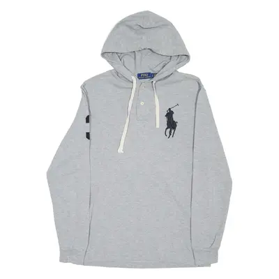 POLO RALPH LAUREN 1/4 Button Lightweight Mens Grey Hoodie S
