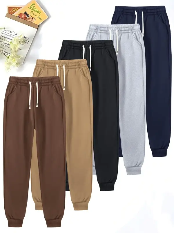 Men's Solid Drawstring Waist Jogger Pants, Comfortable Casual Comfortable Athleisure Pocket Sweatpants for Spring & Fall, Men...