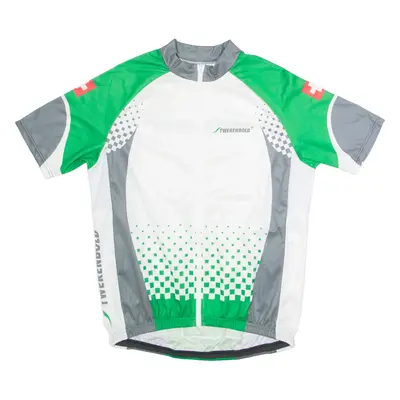 TWERENBOLD Full Zip Cycling Mens Jersey White High Neck L