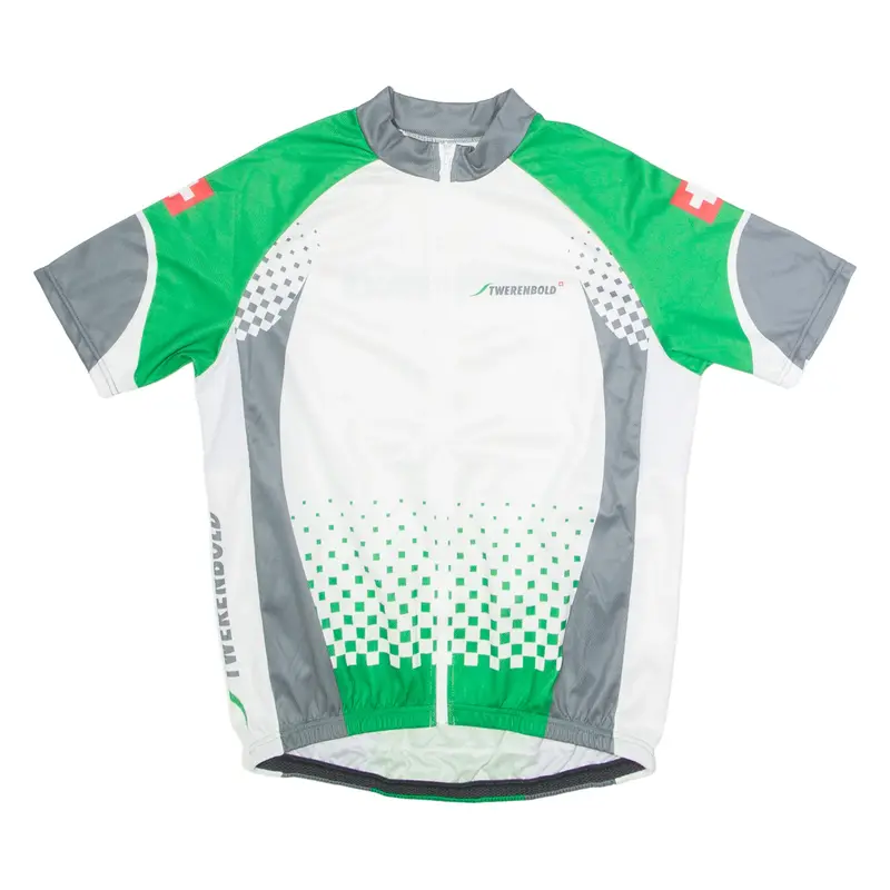 TWERENBOLD Full Zip Cycling Mens Jersey White High Neck L